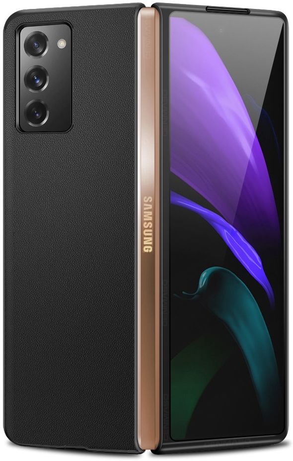 Samsung Galaxy Z Fold 2 Hoesje Back Cover Echt Leer Zwart afbeelding 1