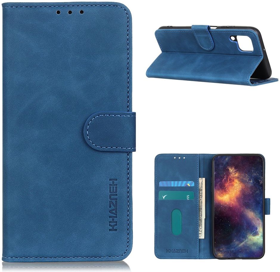 Samsung Galaxy A12 Vintage Book Case Hoesje Wallet Blauw afbeelding 2