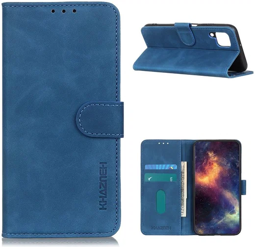Samsung Galaxy A12 Vintage Book Case Hoesje Wallet Blauw afbeelding 2