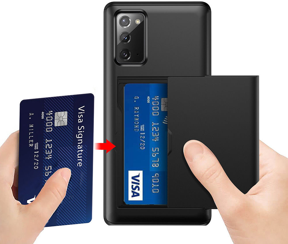 Samsung Galaxy S20 FE Hoesje met Kaart Houder Back Cover Zwart afbeelding 3