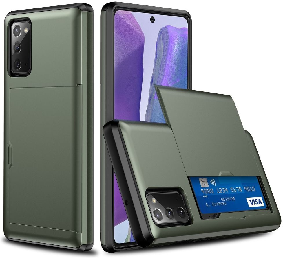 Samsung Galaxy S20 FE Hoesje met Kaart Houder Back Cover Groen afbeelding 1