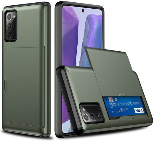 Samsung Galaxy S20 FE Hoesje met Kaart Houder Back Cover Groen afbeelding 1