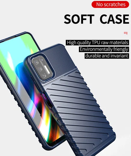 Motorola Moto G9 Plus Hoesje TPU Thunder Design Blauw afbeelding 2
