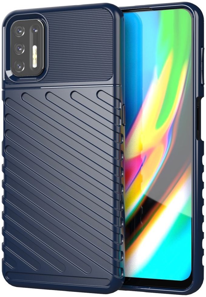 Motorola Moto G9 Plus Hoesje TPU Thunder Design Blauw afbeelding 1