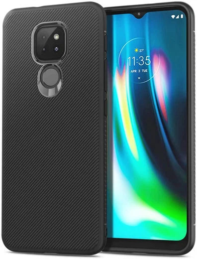 Motorola Moto G9 Play / Moto E7 Plus Hoesje Twill Slim Textuur Zwart afbeelding 1