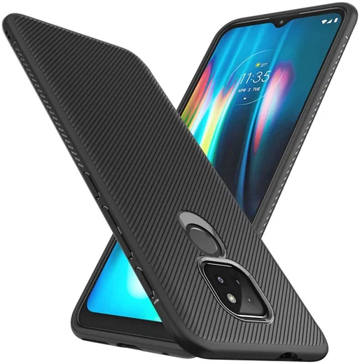 Motorola Moto G9 Play / Moto E7 Plus Hoesje Twill Slim Textuur Zwart afbeelding 2