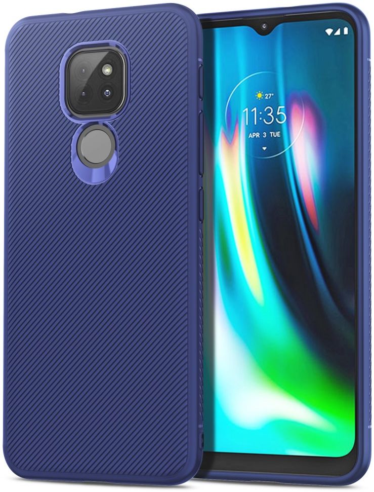 Motorola Moto G9 Play / Moto E7 Plus Hoesje Twill Slim Textuur Blauw afbeelding 1