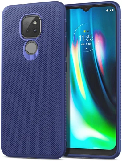 Motorola Moto G9 Play / Moto E7 Plus Hoesje Twill Slim Textuur Blauw afbeelding 1
