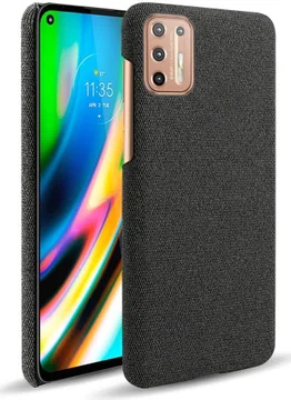 Motorola Moto G9 Plus Stof Hard Back Cover Zwart