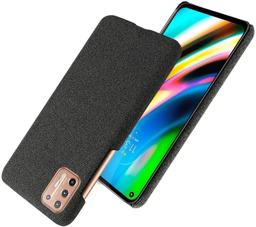Motorola Moto G9 Plus Stof Hard Back Cover Zwart afbeelding 2