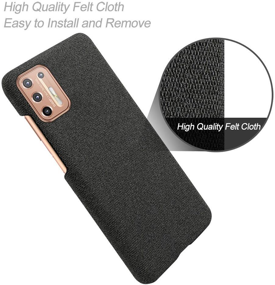 Motorola Moto G9 Plus Stof Hard Back Cover Zwart afbeelding 4