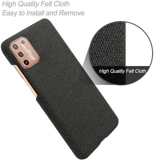 Motorola Moto G9 Plus Stof Hard Back Cover Zwart afbeelding 4