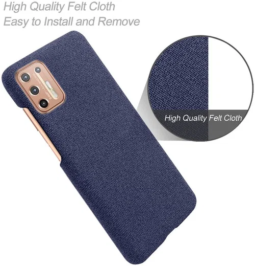 Motorola Moto G9 Plus Stof Hard Back Cover Blauw afbeelding 4