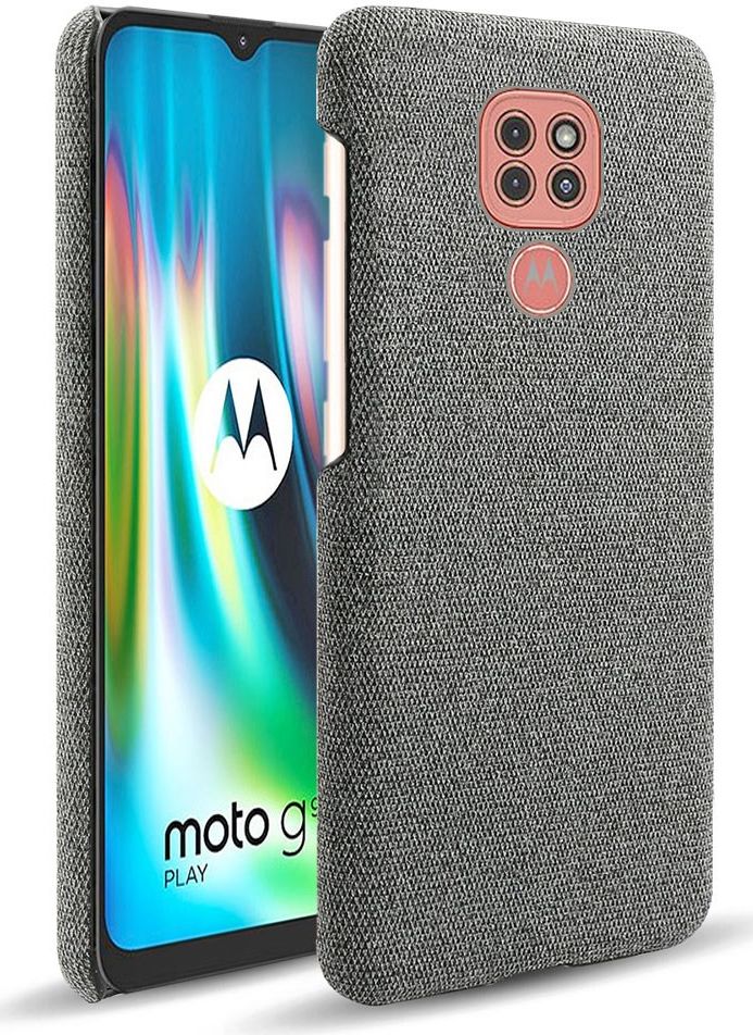 Motorola Moto G9 Play Stof Hard Back Cover Donker Grijs afbeelding 1