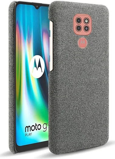 Motorola Moto G9 Play Stof Hard Back Cover Donker Grijs afbeelding 1