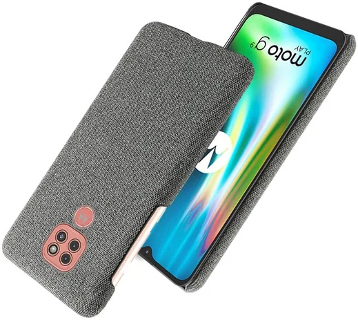 Motorola Moto G9 Play Stof Hard Back Cover Donker Grijs afbeelding 2