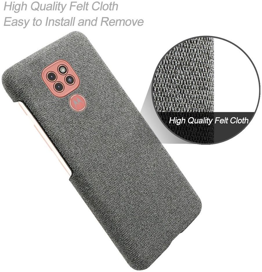 Motorola Moto G9 Play Stof Hard Back Cover Donker Grijs afbeelding 4