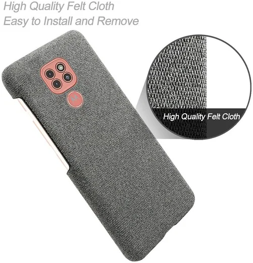 Motorola Moto G9 Play Stof Hard Back Cover Donker Grijs afbeelding 4