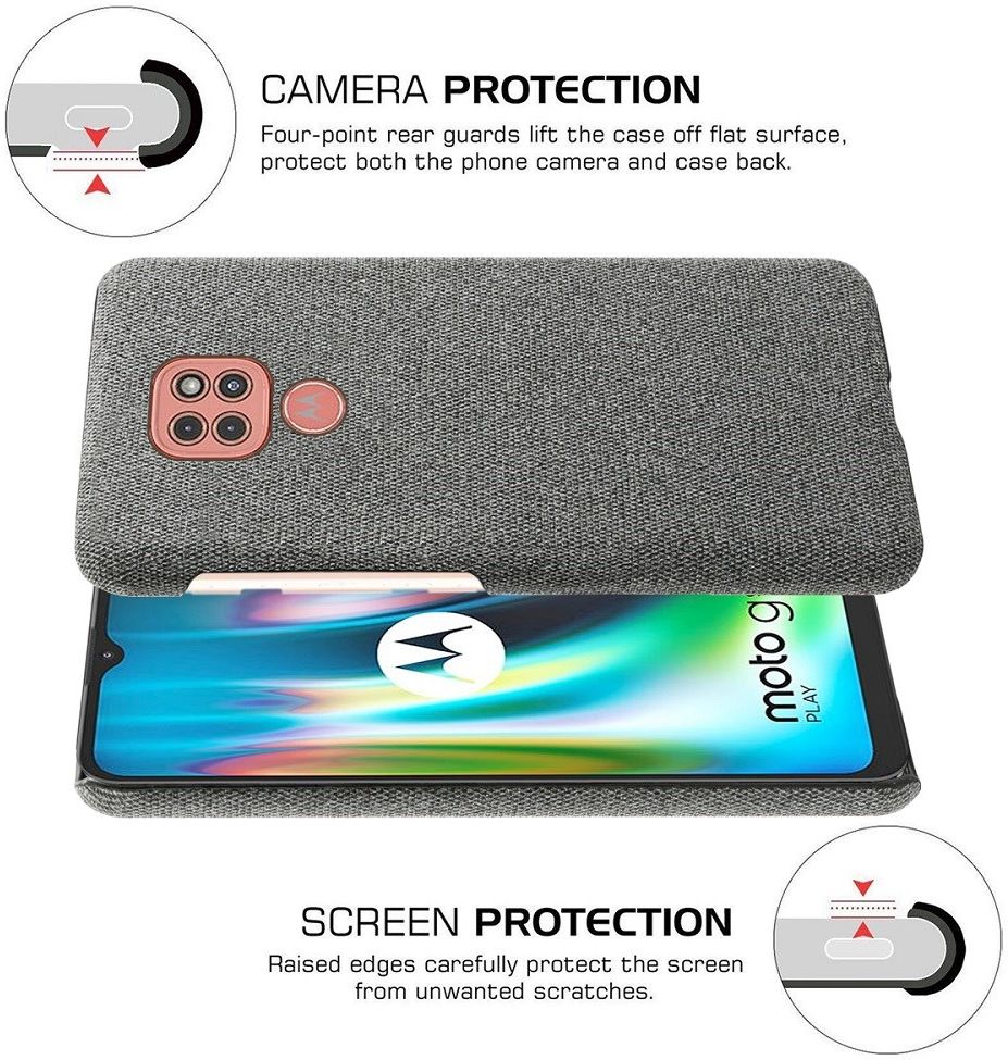 Motorola Moto G9 Play Stof Hard Back Cover Donker Grijs afbeelding 5