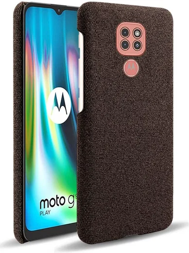 Motorola Moto G9 Play Stof Hard Back Cover Coffee afbeelding 1