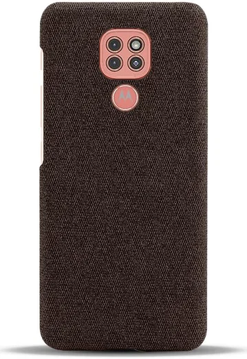 Motorola Moto G9 Play Stof Hard Back Cover Coffee afbeelding 3