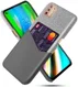 Motorola Moto G9 Plus Kunstleer en Stof Hoesje met Kaarthouder Grijs afbeelding 1
