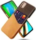 Motorola Moto G9 Plus Kunstleer en Stof Hoesje met Kaarthouder Bruin afbeelding 1