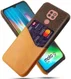 Motorola Moto G9 Play Kunstleer en Stof Hoesje met Kaarthouder Bruin afbeelding 1