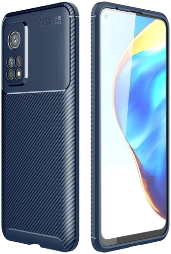 Xiaomi Mi 10T/Mi 10T Pro Siliconen Carbon Hoesje Blauw afbeelding 1