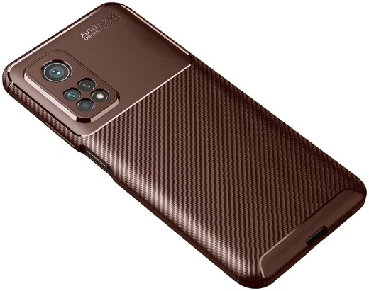 Xiaomi Mi 10T/Mi 10T Pro Siliconen Carbon Hoesje Bruin afbeelding 2