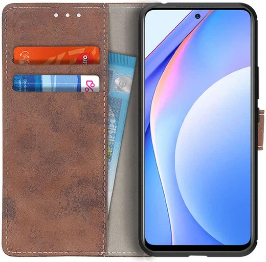 Xiaomi Mi 10T Lite Retro Wallet Book Case Hoesje Bruin afbeelding 1