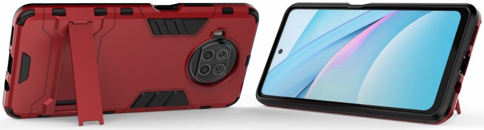 Xiaomi Redmi Note 9 Pro / Note 9S Shockproof Backcover Kickstand Rood afbeelding 3