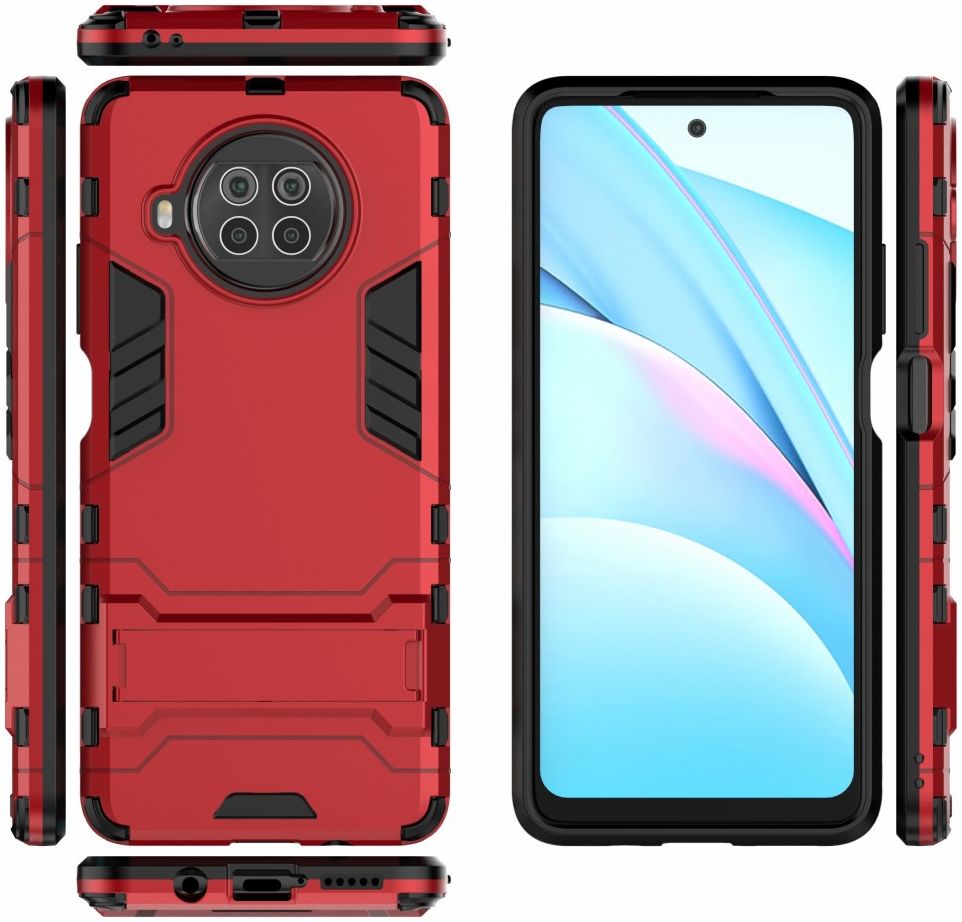 Xiaomi Redmi Note 9 Pro / Note 9S Shockproof Backcover Kickstand Rood afbeelding 4