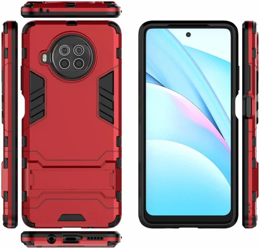 Xiaomi Redmi Note 9 Pro / Note 9S Shockproof Backcover Kickstand Rood afbeelding 4