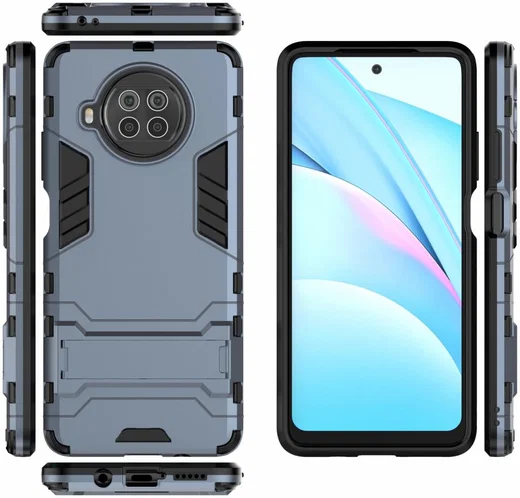 Xiaomi Redmi Note 9 Pro 5G / Note 9S Shockproof Backcover Kickstand Blauw afbeelding 4