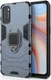Oppo Reno 4 5G Hoesje Shock Proof Back Cover Met Kickstand Ring Blauw afbeelding 1