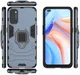 Oppo Reno 4 5G Hoesje Shock Proof Back Cover Met Kickstand Ring Blauw afbeelding 3