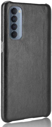 Oppo Reno 4 Pro 4G Hoesje Litchi Skin Kunstleer Back Cover Zwart afbeelding 2