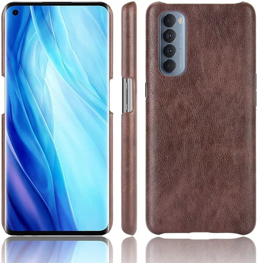 Oppo Reno 4 Pro 4G Hoesje Litchi Skin Kunstleer Back Cover Bruin afbeelding 3