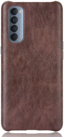 Oppo Reno 4 Pro 4G Hoesje Litchi Skin Kunstleer Back Cover Bruin afbeelding 1