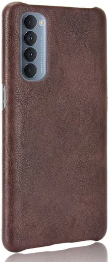 Oppo Reno 4 Pro 4G Hoesje Litchi Skin Kunstleer Back Cover Bruin afbeelding 2