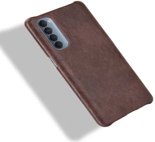 Oppo Reno 4 Pro 4G Hoesje Litchi Skin Kunstleer Back Cover Bruin afbeelding 4