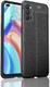 Oppo Reno 4 5G Hoesje Litchi Skin Back Cover Zwart afbeelding 1