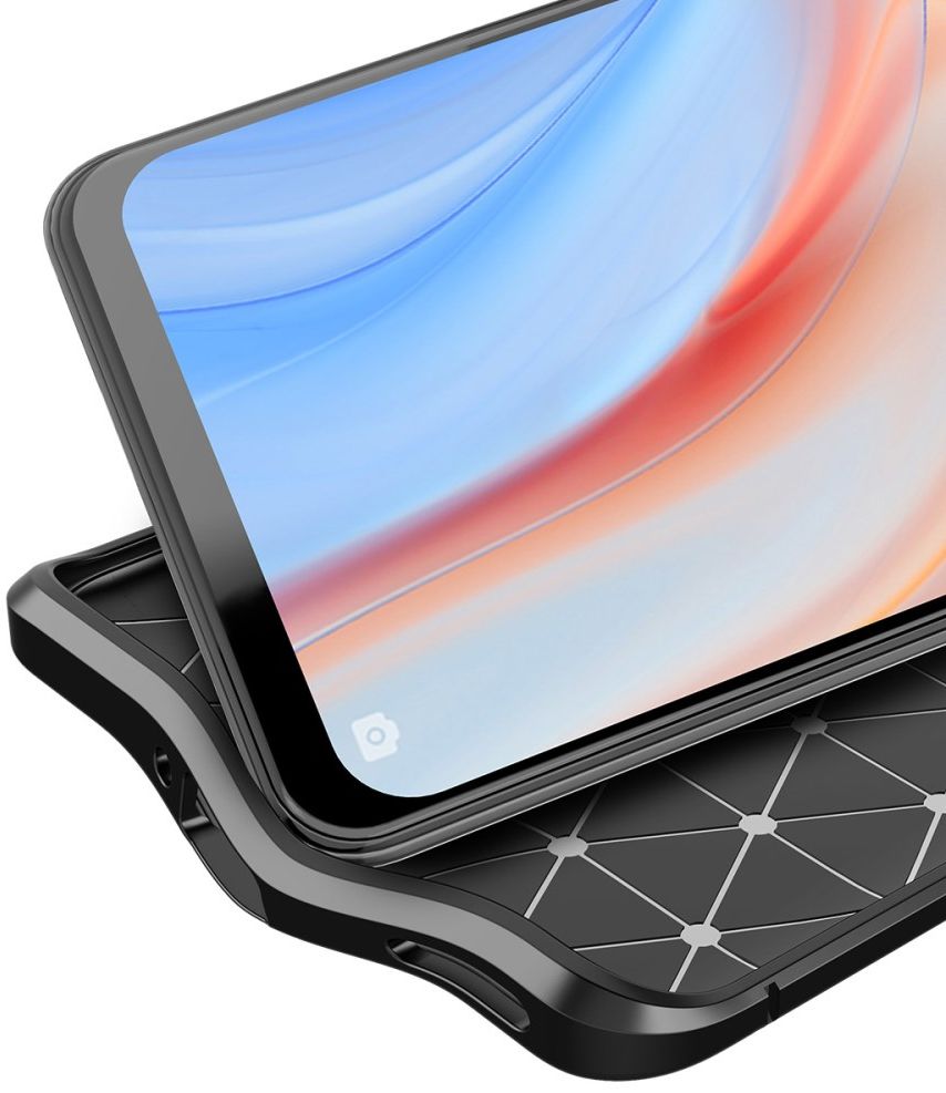 Oppo Reno 4 5G Hoesje Litchi Skin Back Cover Zwart afbeelding 4