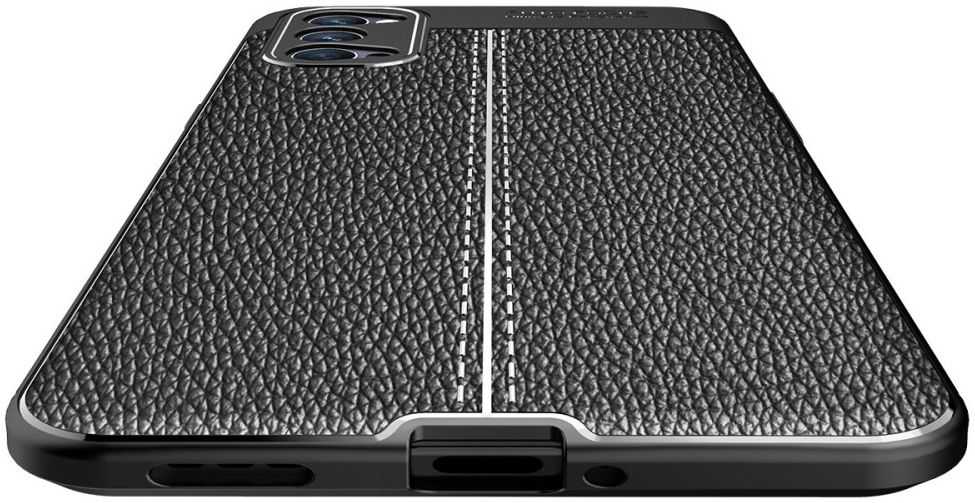 Oppo Reno 4 5G Hoesje Litchi Skin Back Cover Zwart afbeelding 7
