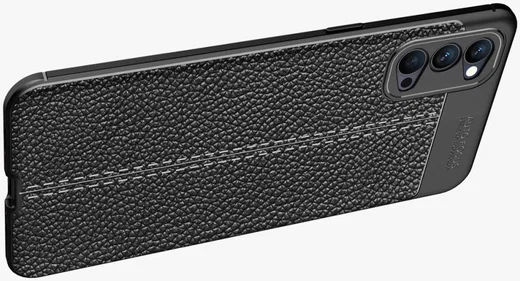 Oppo Reno 4 5G Hoesje Litchi Skin Back Cover Zwart afbeelding 8