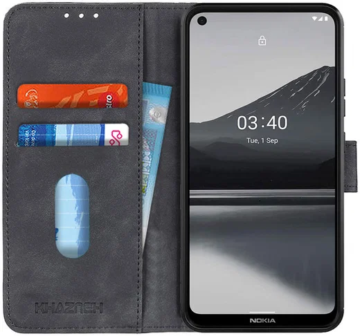 Nokia 3.4 Vintage Book Case Hoesje Wallet Zwart afbeelding 1