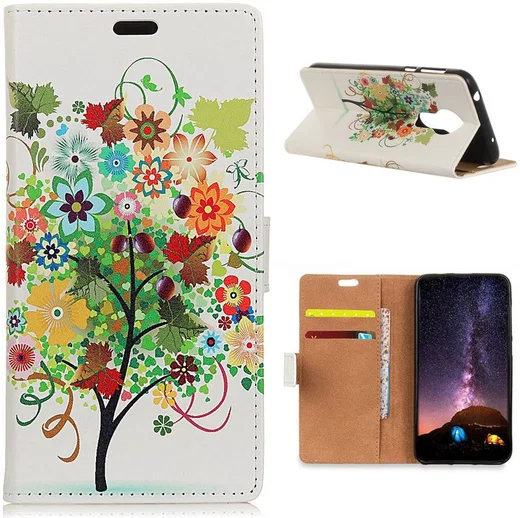 Nokia 3.4 Wallet Case Met Gekleurde Boom Print afbeelding 1