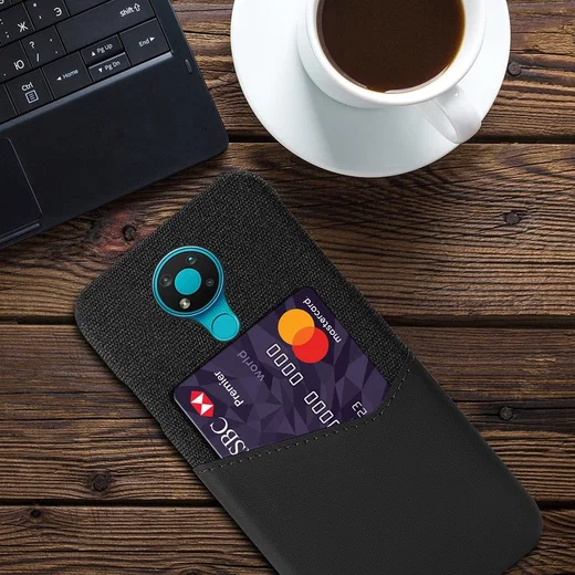Nokia 3.4 Hoesje met Kaartsleuf Back Cover Zwart afbeelding 2
