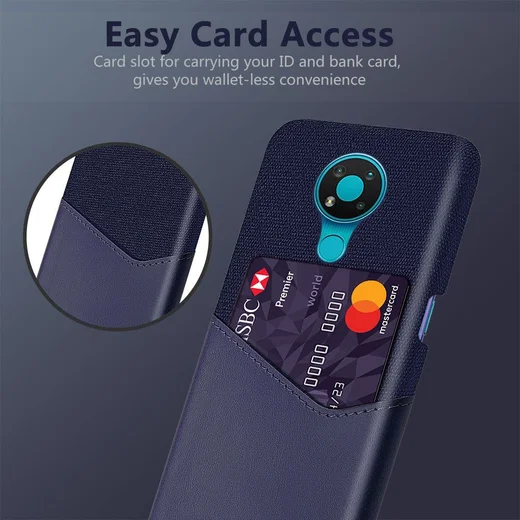 Nokia 3.4 Hoesje met Kaartsleuf Back Cover Donker Blauw afbeelding 3